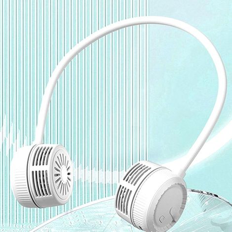 Ventilateur de cou sans pales portable USB rechargeable 3 vitesses, ventilateur mains libres pour voyage et sport,Blanc (1/5)