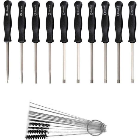 Bardusch-Kit d'outils de réglage de carburateur 10 tournevis pour petits moteurs à deux temps courants, outil de réglage de débroussailleuse, tournevis 10 + brosse (1/4)