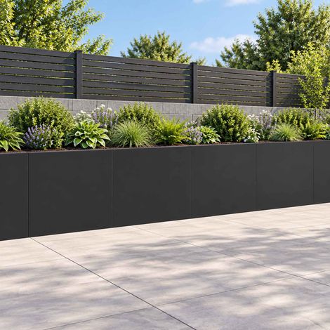 vidaXL Retaining Wall 4 pcs 40 x 12 x 40 cm Steel Black (1/5)