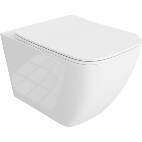 LAVITA Onil WC suspendu  L'abattant de WC à chute lente  WC suspendu sans bord  WC  355x510x395 cm  blanc brillant
