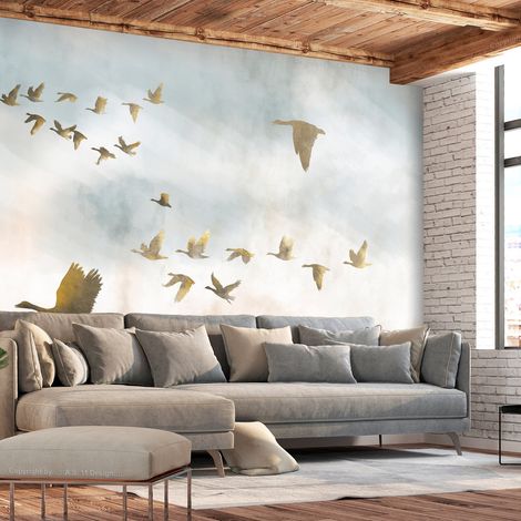 Papier peint Golden Geese - 150 x 105 cm (1/4)