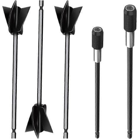 1 jeu de palettes de mélange pour résine époxy, mélangeur de peinture, agitateur de peinture pour perceuse-16.5x3.5cm-Black (1/2)