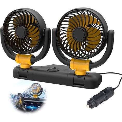 Ventilador para coche，12 V，giratorio 360 grados，con 2 velocidades，para usar en el encendedor de cigarrillos de camiones，SUV y autocaravanas (1/5)