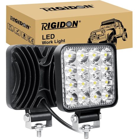 2x carré phare de travail led, 3,3 pouces mini 48W 12V 24V lampe étanche, 6000K blanc, projecteurs lumière, feux de travail, feu antibrouillard, pour offroad Voiture camions ATV 4x4 tracteur (1/5)