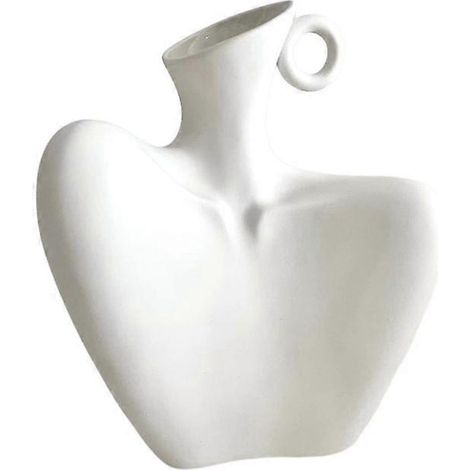 Kleine minimalistische Keramikvase mit weißer Statuette zur Innendekoration (1/5)