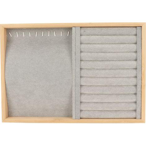 Présentoir à bijoux empilable, boîte de rangement anti-rayures, insert de tiroir pour boucles d'oreilles, colliers, bracelets, épingles, gris (1/5)