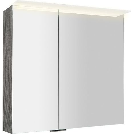 Armoire à miroir LINEX avec. Luminaire LED, 80x70x15cm, chêne argenté (1/2)
