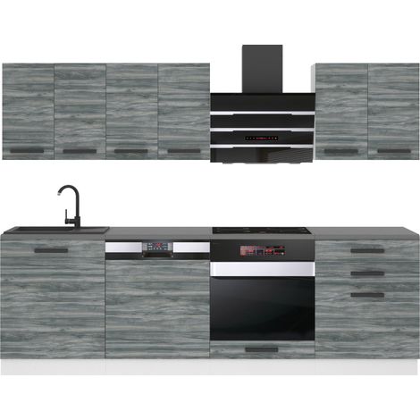 Belini Cuisine Equipee Complete Susan Muebles de Cuisine Complets - 240 cm. Cuisine Complete avec Plan de Travail, chêne Glamour (1/4)