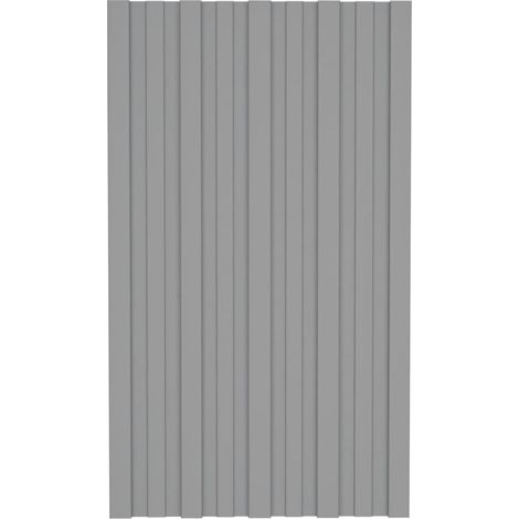 Vidaxl – Lot de 12 panneaux de toiture en acier galvanisé gris 80x45 cm – Résistants aux intempéries – Installation facile pour garages et hangars (1/5)