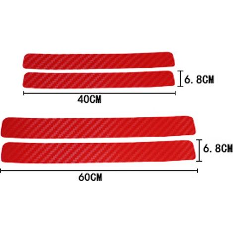 (4 pièces,rouge sans logo) Pour Suzuki Grand Vitara Swift Sport : 4 seuils de porte en fibre de carbone 3D imperméables et résistants à l'usure Autocollants de protection (1/3)