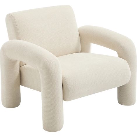 Poltrona in tessuto testurizzato beige - OLIVRA