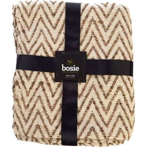 Premier Housewares Bosie Beige Woven Chevron Throw (1/5)