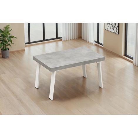 Table de salle à manger moderne béton/blanc Fontana (1/3)