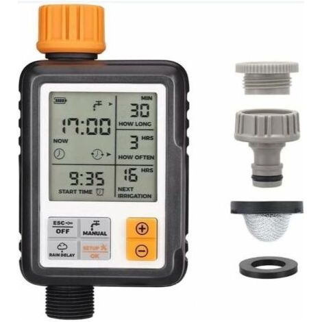 AGE Alovez – Programmateur arrosage automatique – Imperméable pour extérieur – Écran LCD 3\" – Modes personnalisables – Pression d'eau 10 kg (1/4)