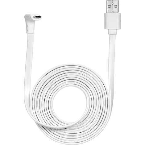 2 m/6,6 ft Ladekabel, passend für Arlo Pro, Arlo Pro 2, Arlo GO, Arlo Light, wetterfestes Innen-/Außen-Flachkabel, Aluminiumlegierung, Micro-USB-Kabel, Lade-/Netzkabel ohne Stecker, 1 Packung (weiß)