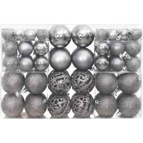 Christmas Baubles 100 pcs Grey 3 / 4 / 6 cm vidaXL