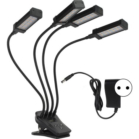 Lampe de culture 4 têtes 96 W avec écran LCD, plusieurs modes de gradation, spectre complet, prise UE noire 100-240 V-AquaForge (1/5)