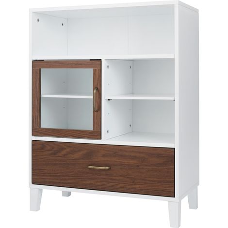Teamson Home Tyler in legno in legno mobile da stoccaggio indipendente 33 cm x 66 cm x 86,8 cm con cassetto e ripiani a 2 tono EHF-F0010 (1/5)