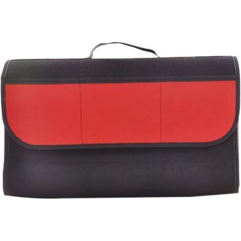Rangement Coffre de Voiture,50cm×15cm×24cm Sac de Coffre Voiture,Organisateur Coffre Voiture Multifonctionnel,Pliable Rangement Voiture Interieur Pliable, Noir et Rouge (1/5)