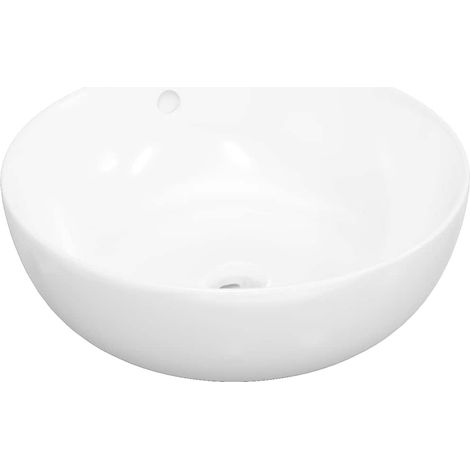 Lavabo redondo cerámica blanco 44x17 cm vidaXL (1/5)