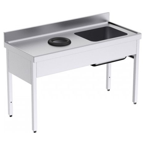 Plonge Inox avec Bâti, Bac et Trou Vide-Déchets - 1400 x 600 - Distform