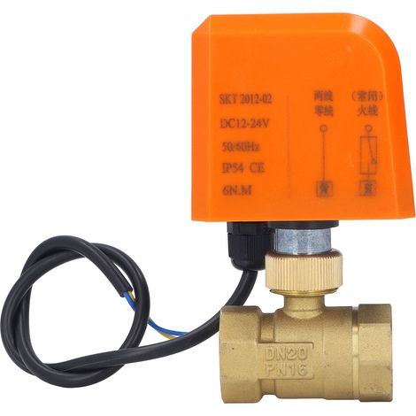 Vanne à bille électrique 2 voies DN20 3/4 pouce normalement fermée 2 fils universelle DC12-24V (1/5)