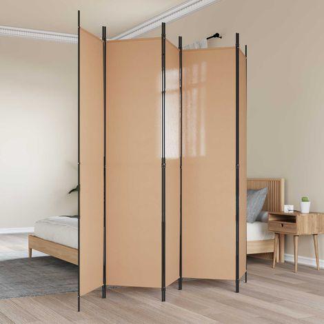 Paravent 5 panneaux Beige 250 x 220 cm Tissu vidaXL