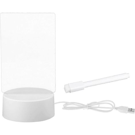 Veilleuse LED avec tableau mémo USB, stylo inclus, lumière douce et chaude, lampe de nuit décorative-rectangle (1/5)