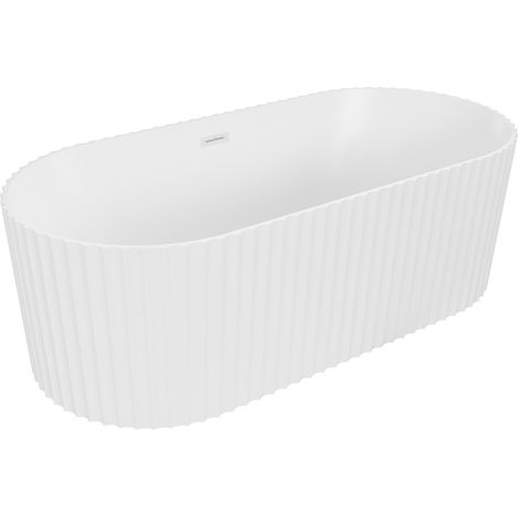 Mexen Paola bañera exenta acanalada 170 x 80 cm, blanco mate, rebosadero blanco - 52721708001-20 (1/3)