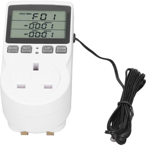 Thermostatique prise programmable avec minuterie, contrôleur de température à écran LCD, interrupteur horaire, norme britannique 100-240V (1/5)