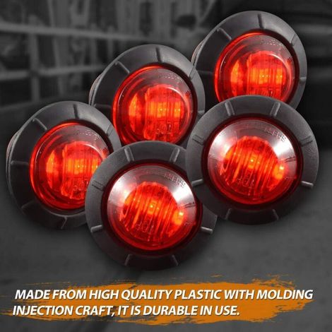 3/4" Round LED Front Rear Side Marker Indicators Light Waterproof Bullet Marker Light 12V for Car Truck(Rouge) (1/3)