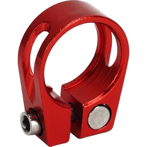 Set aus 2 leichten und eleganten Fahrradsattelstützenklemmen aus Edelstahl mit Schnellspannsystem (rot). (1/5)