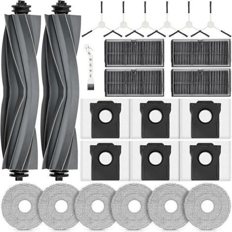 25 Accessoires pour DREAME L10s Pro Ultra Heat / L10s Ultra Gen 2 / X30 Ultra/MOVA E30 Ultra Robot Aspirateur. 2 Brosse Principale, 4 Filtres, 6 Chiffons, 6 Sacs à Poussière, 6 Brosses latérales (1/4)