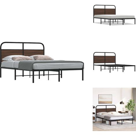 Bettgestell ohne Matratze 120x190 cm Braun Eichen-Optik - Bettgestell - Bettgestelle - Schlafzimmermöbel - Bett (1/5)