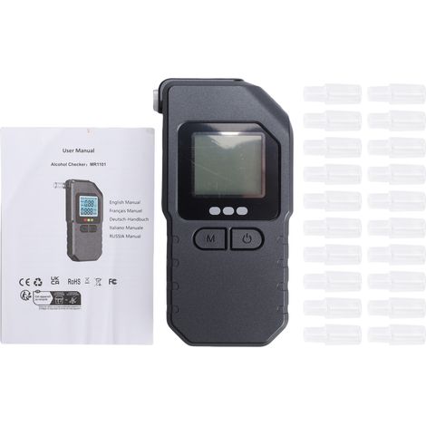 Testeur d'alcool, détecteur d'haleine numérique avec écran LCD 1,33", rappel d'historique, commutation multi-unités, 20 embouts pour un usage domestique et de fête (1/5)