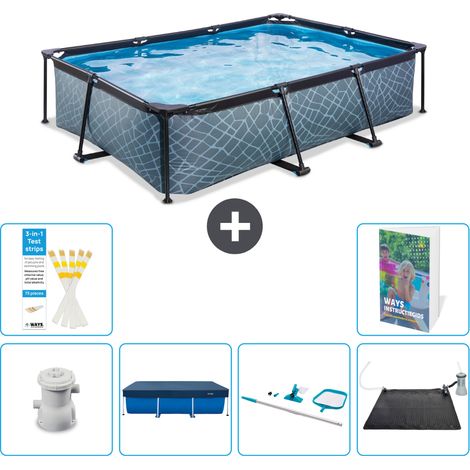 Exit Pool Rechteckig - Steinoptik - 300x200x65 cm - 7-teilig S241