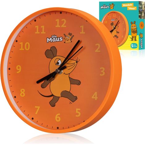Bresser DieMaus - Orologio da parete per bambini con design colorato e movimento silenzioso