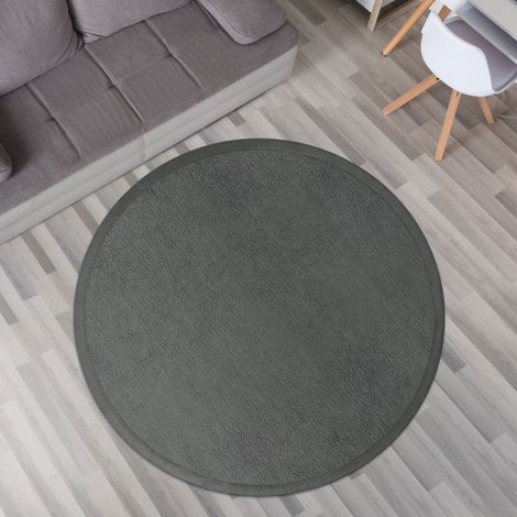 Krabbelmatte Babyzimmer Teppich Spielmatte Kinder Unifarben Rutschfest Flauschig 200 cm x 200 cm x 24 mm Anthrazit Rund (1/5)