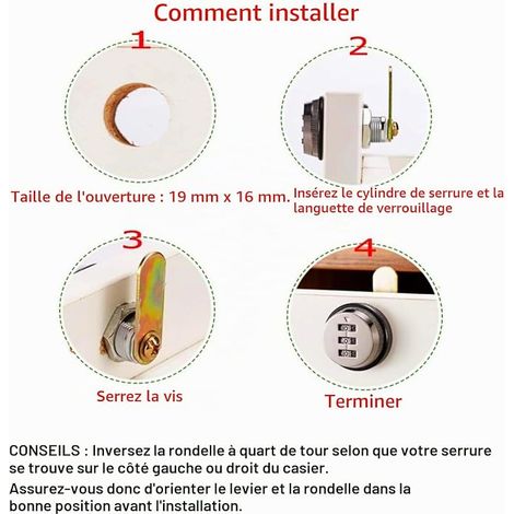 Code à Chiffres Combinaison Serrure à Came Serrure Armoire Serrure à Code pour Casier Garde-robe Classement de porte Cabinet Boites Aux Lettres Tiroir Placard (1/4)