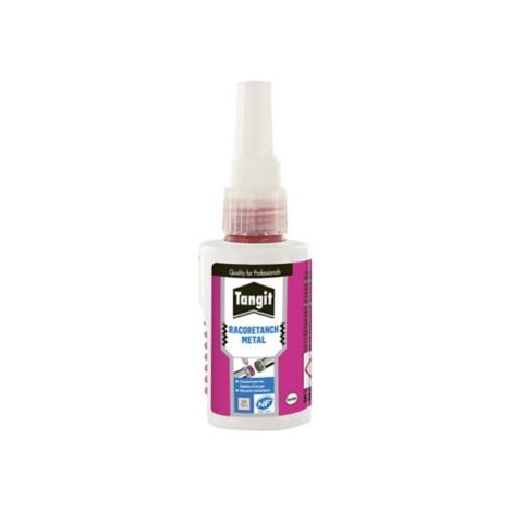 Tangit Racorétanch métal, Résine d'étanchéité pour raccords filetés métalliques, Résine anaérobie résistante aux fluides et gaz, repositionnable & démontable, accordéon de 50 ml (1/2)