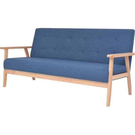 3 pcs Ensemble Canapés droits, Canapé de relaxation Meuble de Salon, Tissu Bleu OIB6955E (1/5)