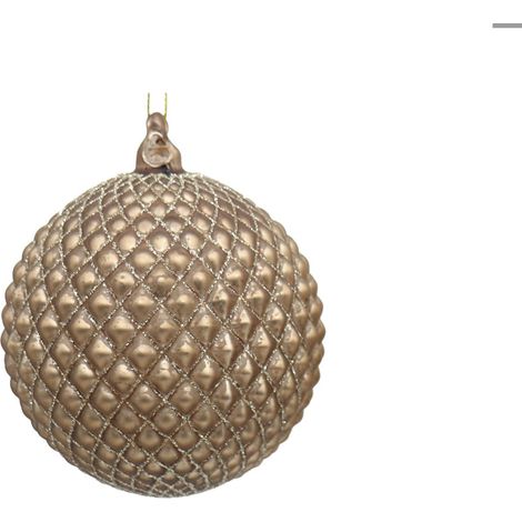 Preziosa Luxury Home Sfera Natale in Vetro con Decori Geometrici D 10 Cm Bronzo