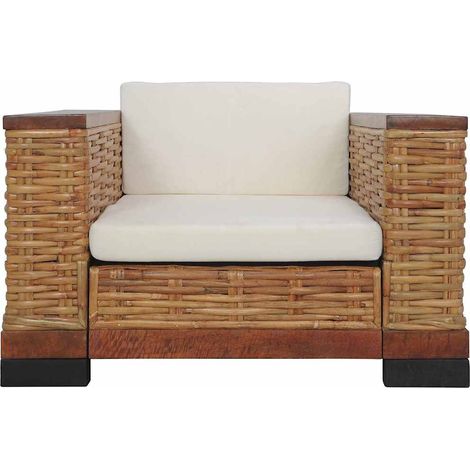Ensemble de Canapé Sofas 2 pcs avec coussins marron rotin naturel (1/5)