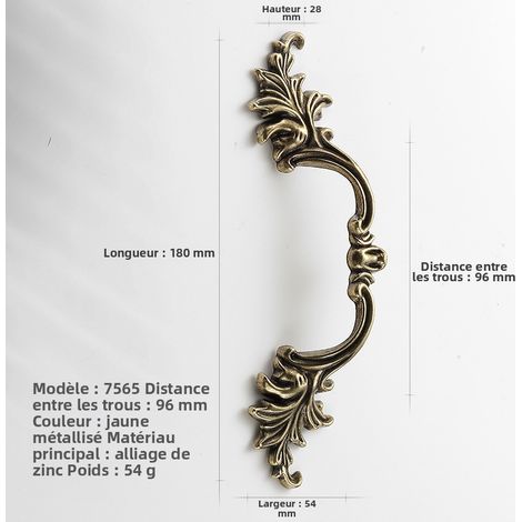 Europäischer Retro-Schrankgriff aus Zinklegierung, goldener und antiker silberner Hängegriff mit gravierten Mustern, Möbel- und Schubladenbeschläge mit 96 mm Lochabstand - 10er Pack-lsw