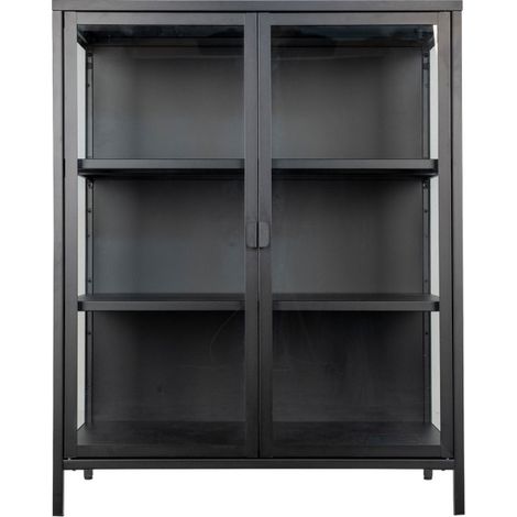 M&S – Vaisselier en verre et métal 101,5cm – 3 étagères amovibles – Noir – Pour salle à manger ou salon (1/5)