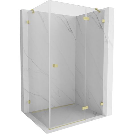 Mexen Lunar Duschkabine rechts 100 x 80 cm, transparent, gebürstetes Gold - 834-100-080-55-00-P (1/5)