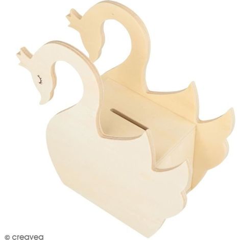 Tirelire - ARTEMIO - Cygne en bois - 15 x 14,5 cm - Blanc - Style enfant