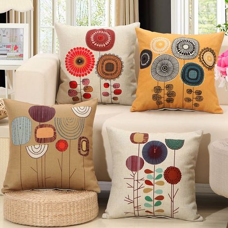 Housse de Coussin 45x45 Lot de 4 Housse Coussin en Velours Coussin Canape Decoration Douce pour Chambre, canapé, Chaise, Lit,Jardin (Fleur) (1/4)
