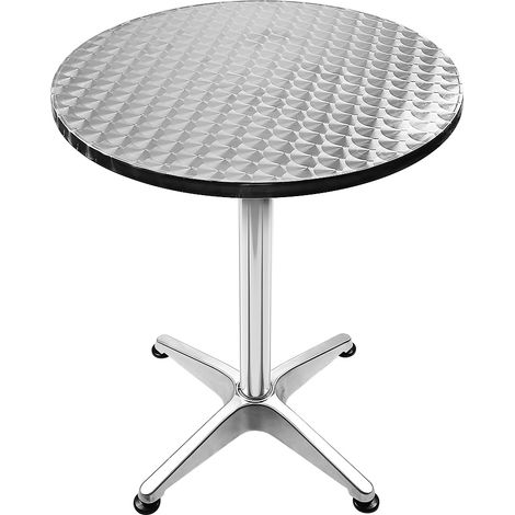 Skecten Mesa de Bar, Regulable en Altura 70 - 110 cm, Redonda para Cocina, Bar, Plata (1/5)