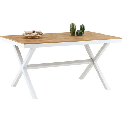 Table de jardin WINDY L 150 cm - Blanc et naturel (1/4)